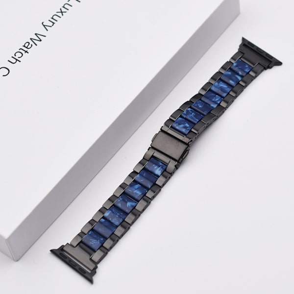 Klockarmband för Apple Watch iWatch 38/40/41mm Svart med blått skimmer