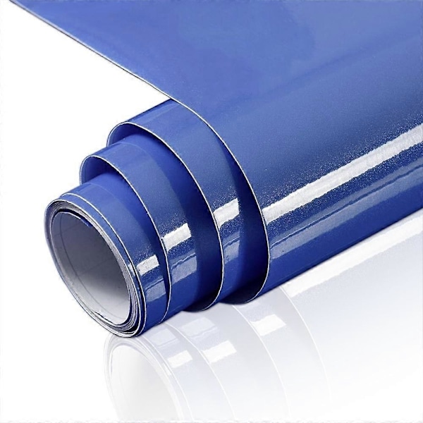 Perlemorsglanset PVC Selvklæbende Vandtæt Tapet Køkkenskabs Sticker Møbelrenovering blå blue