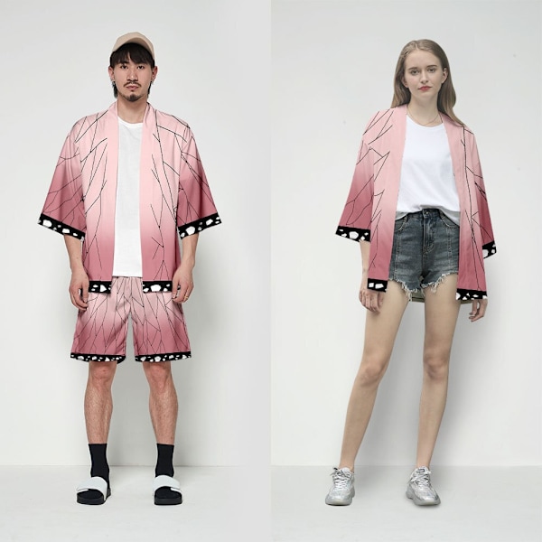 DIOCOS Demon Slayer Kimono Kimetsu No Yaiba Nezuko Cosplay T-shirts Kostume Mænd Kvinder Jakke Frakke Shorts Sæt til Halloween Fest B L