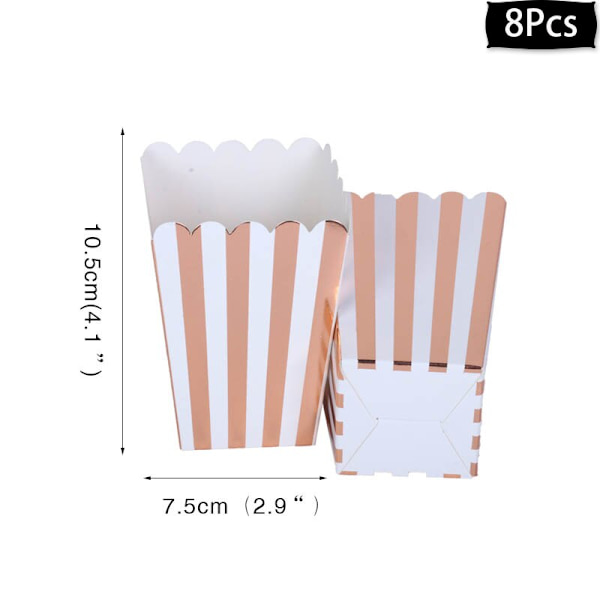Roséguld Party Engångsartiklar Tallrik Sifferballong Flicka Födelsedagsfest Bröllopsdekor Vuxenfest Babyshower Dekor 8pcs Popcorn box