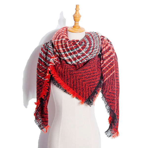Uusi syksyn ja talven huivi, ympyrälanka, harjaksilla paksumpi ruudullinen neliöhuivi, viitta scarfgirl1093SF 135cm
