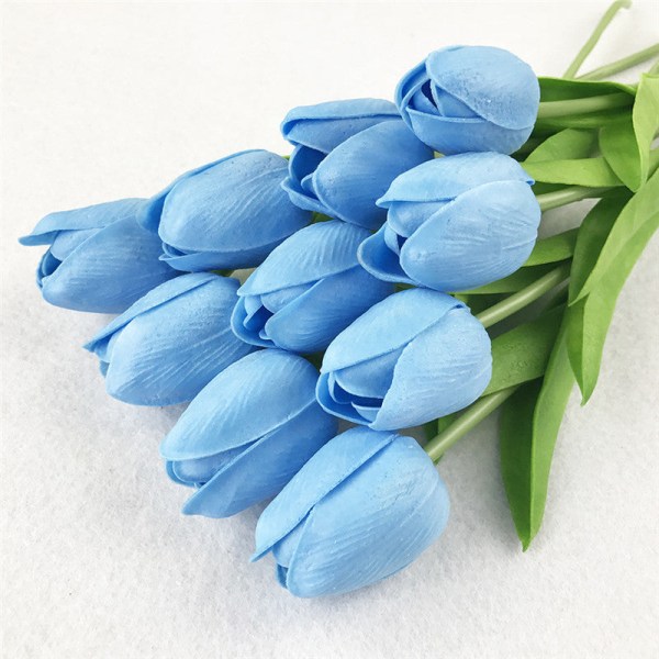 10 stk. kunstige blomster hagetulipaner ekte berøringsblomster tulipanbukett dekor Mariage for hjemmebryllupsdekorasjoner falsk blomst P-Purple tulip