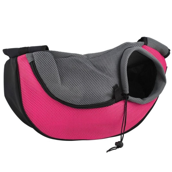 Comfort Pet Dog Bärväska Katter Valp Utomhusväskor Mesh Oxford Single Shoulder Bag Sling Front Mesh Travel Tote Axelväska Pink S