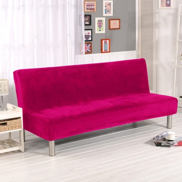 Plyschtyg Fällbar Armlös Bäddsofföverdrag Fällbart sitsöverdrag Tjockare överdrag Bänk Soffskydd Elastiskt Futonöverdrag vinter Rose S Size