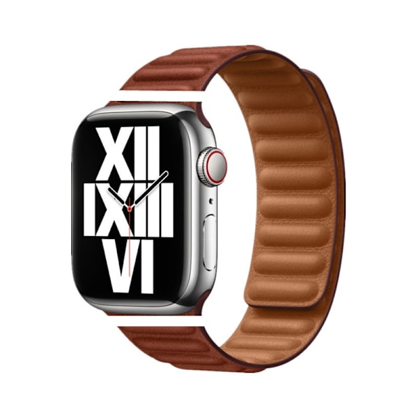 Kellon ranneke Apple Watch iWatch 38/40/41/42mm - S10 nahkainen magneettinen imu - 29 okra punainen