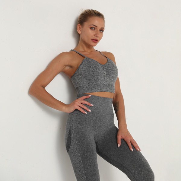 Yoga Tøj Fugttransporterende Top Cropped Sports Tight Sexet Løbe BH til Kvinder 6205 bra-dark gray S