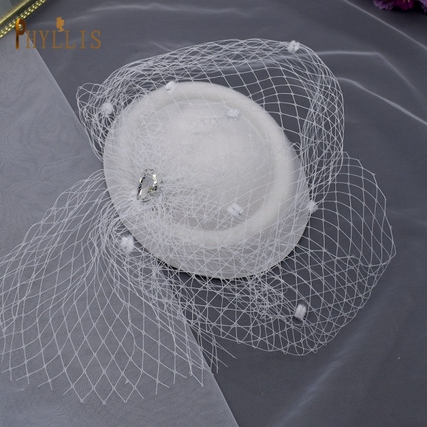 JM10 Fuglebur Slør Svart Slør Hodebånd Bryllup Fascinator Ansiktslør Sjarmerende Bryllupsslør Hatter Nettmaske Bryllupstilbehør JM10-W