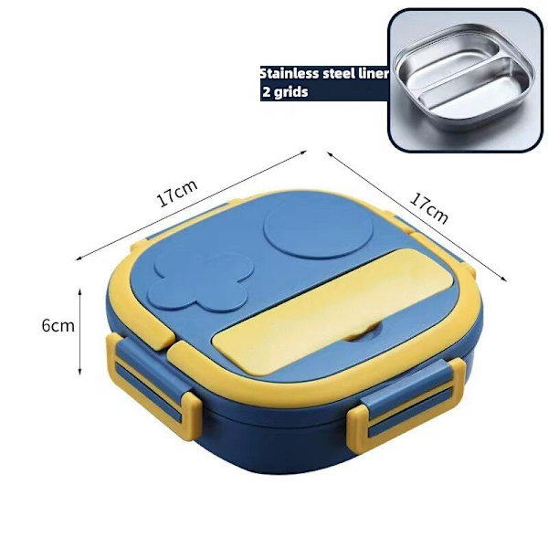 Outing Servise 304 Bærbar Matboks i Rustfritt Stål Baby Barn Student Utendørs Camping Piknik Matbeholder Bento Boks Blue 2 grids