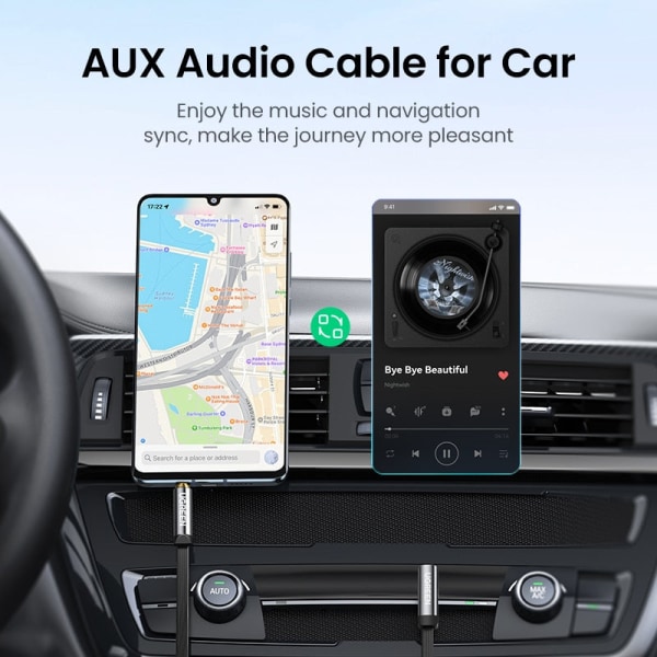 UGREEN Aux Kabel Højttalerkabel 3.5mm Kabel til Bil Hovedtelefon Audio 3.5mm Jack Højttaler til Samsung Xiaomi Kabel Aux 3.5mm Blue Straight 1m
