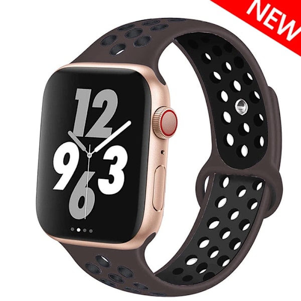 Silikoniranneke Apple Watch -rannekkeelle 44mm 40mm 38mm 42mm Hengittävä urheiluranneke iWatch serie 5 4 3 2 SE 6 -kellon ranneke Mineral lime black 38MM or 40MM-S M