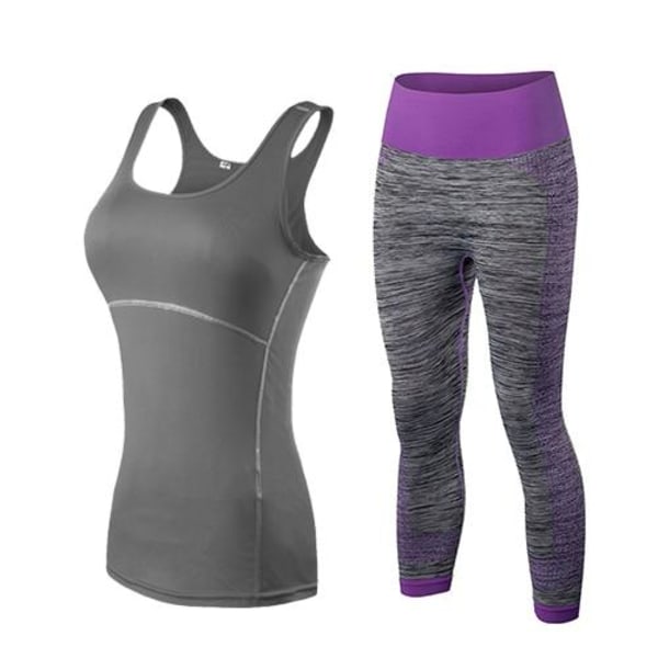 Yoga Set Sport Löpning Gym Träningsset Kläder träningskläder fitness kvinnor 2001white5081pink M