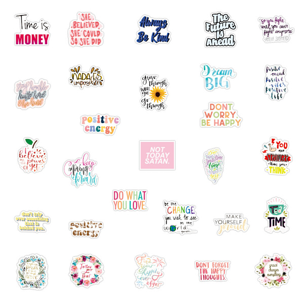 50 kpl Zhangin inspiroivia lyhyitä lauseita sisältäviä graffititarroja, vedenpitäviä matkatavara- ja kannettavan tietokoneen tarroja, ei toistoa Inspirational phrase A- 50pcs