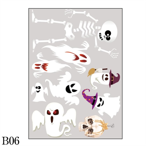 Avtakbare Halloween Veggklistremerker Skrekk Grim Reaper Heks Gresskar Vindusklistremerker For Halloweenfest Hjem Bar Gulv Veggdekor B04-1Pcs