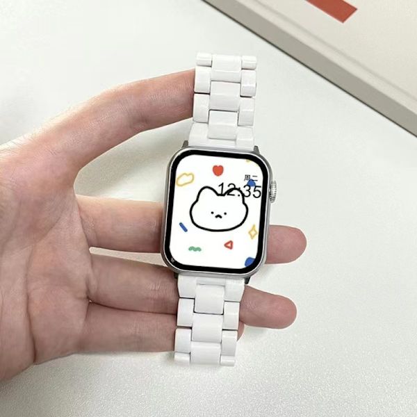 Klockarmband för Apple Watch iWatch 42/44/45/49mm Silverfäste Beige