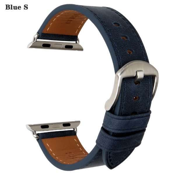 Läderrem för Apple Watch Band 45mm 41mm 42mm 38mm 44mm 40mm Series 7 6 SE 5 4 3 iWatch Watchband Blue S For 41mm 40mm