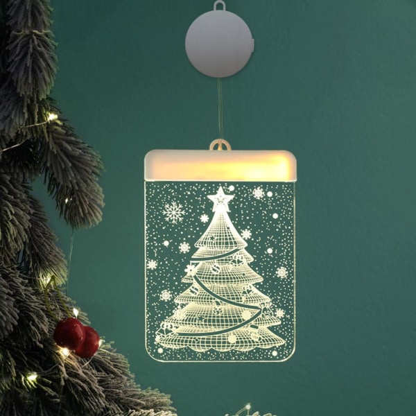 Julelys 3D Hengende Lys Romdekorasjon Modellering Soverom Julevindu Dekor Snømann Snøfnugg Rektangel Default Title