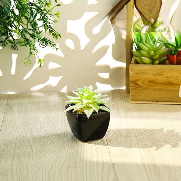 Mini Kunstig Sukkulent Plante Bonsai (Pot Inkluderet) Kreativ Dekoration Kunstig Blomst Yiwu Kunstig Plante Frost Lotus flocking Green