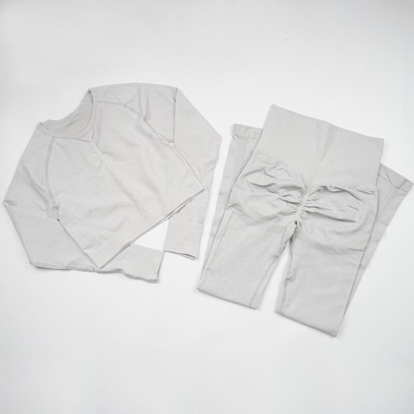 Joogasetti Naisten Treenaus Urheiluvaatteet Kuntosalivaatteet Leggingsit+ Rintaliivit Urheilupuvut ShirtsPantsLightgray M