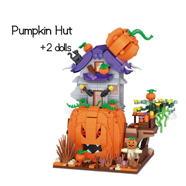 Luova MINI Halloween Talo Tiilet Setit Kaupunki Kurpitsamaja Juhlakoriste Rakennuspalikka Lasten Lelut Halloween Lahjat 762pcs no box