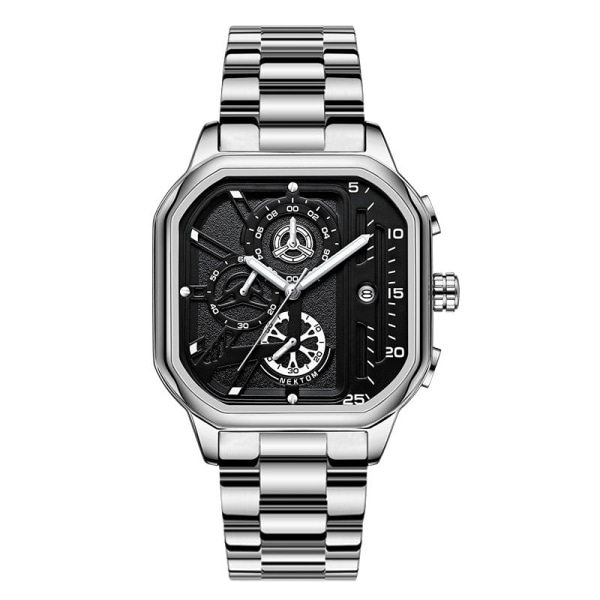 En Herreklokke Høykvalitets Selvlysende Vanntett Klokke Herreklokke Quartz Klokke Steel case black surface belt
