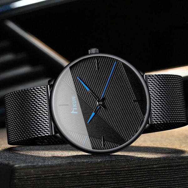 Mesh Rem Ur Mode Trend Bælte Quartz Ur Herre Studerende black needle