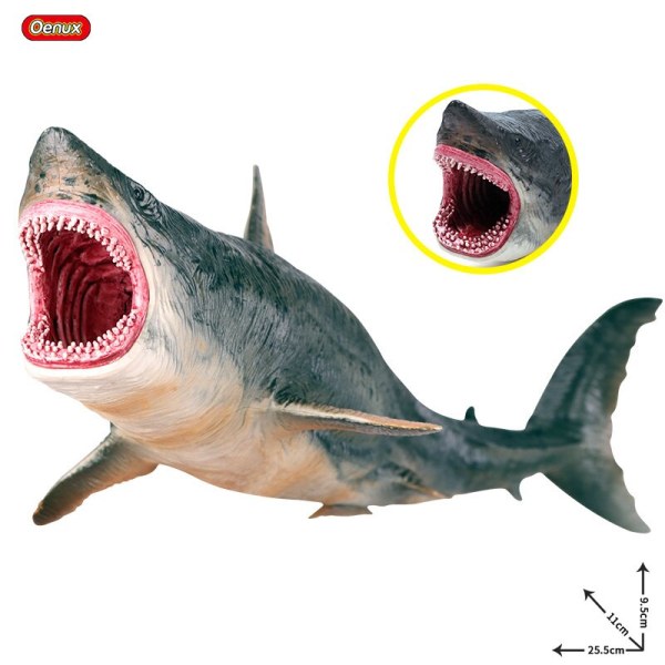 Oenux Savage Marine Sea Life Megalodon Actionfigur Klassisk havsdjur Stor haj Fisk Modell PVC-samling Leksak för barn Present without box3