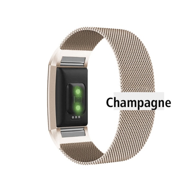 Magnetisk Milanese Loop Band i rostfritt stål för Fitbit Charge 2 band Ersättningsarmbandsrem för Fitbit Charge 3 4 Watchband Light Purple L--210mm--Charge 3