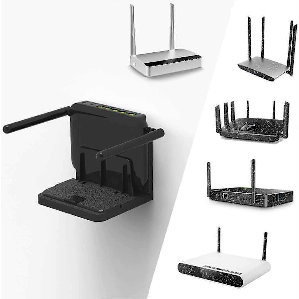 Dww-Blanc) Universellt väggfäste/omkopplare för TV och hubb/router/modem, kompatibelt med Apple TV, Sky Q Mini och andra väggfästen, installeras med