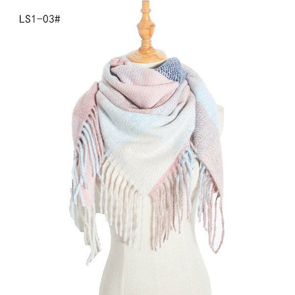 Pitkähapsuinen ruutuhuivi syksyyn ja talveen, uusi polyesteriharjasneliöhuivi scarfgirl1193SF 110*110cm