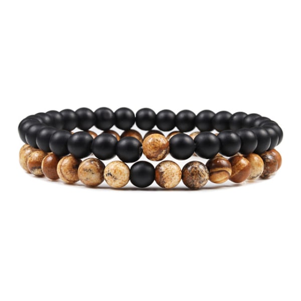 Avståndsarmband för par med pärlor Klassiska Svarta Matta Gröna Malakitarmband Lämpliga Kvinnor Män Yoga Elastiska Smycken Malachite Set