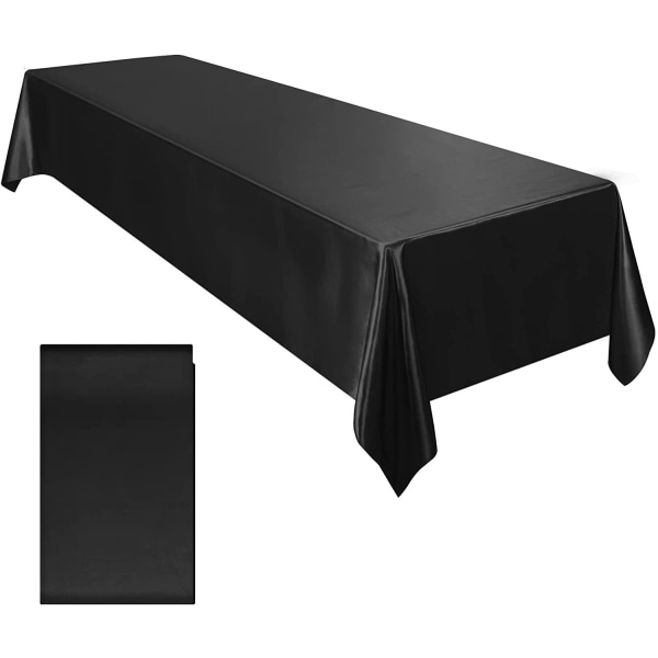Rektangulär Bröllopsduk i Satin 57x102 tum Ljus Slät Sidenbordsduk för Bröllopsbankett Jubileum Matsalsbordsdekor White 145x260cm