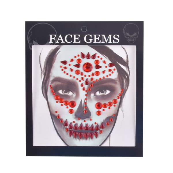 Halloween-ansiktsdekaler Spökskaleansikte med diamantdekoration 3D-klistermärke med sexigt ansikte Bal Holiday Party Ansiktsdekoration 1000