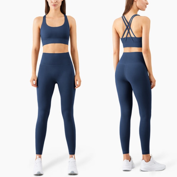 Set Leggings och toppar Fitness Gymkläder för kvinnor 2pcs set5 L