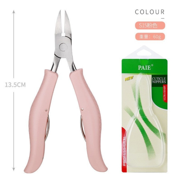 Nagelspårtång Nagelklippare Set Tå Nagelnagelband Nipper Pedikyr Dubbelfjäder Inåtväxande nagelböjd nästång Pink S15 pliers PP