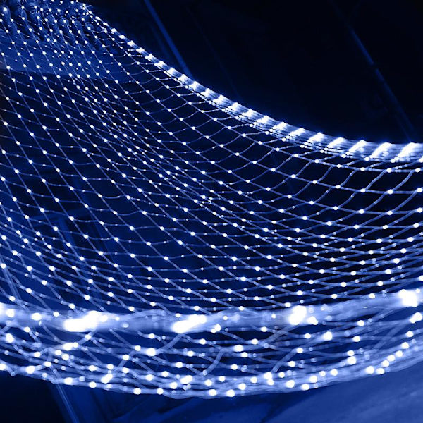 Nätljus, Utomhus Nät Slinga 192LED 3*2 Meter 8 Lägen med 30V Säker Spänning för Jul Bröllop Trädgårdsdekorationer Blue EU Plug