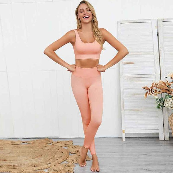 Joogasetit Naisille Urheilupuku Kuntosali Juoksu Treenaus Fitnesssetti Urheiluliivit + Housut PinkSet L