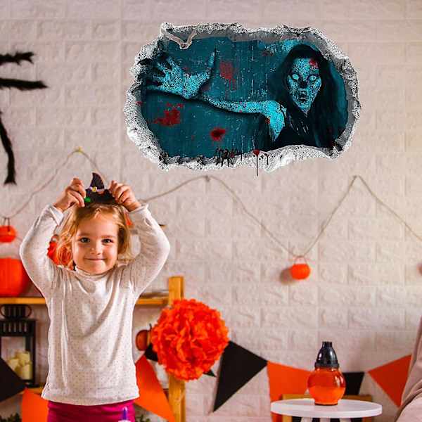 Tapet Halloween Knækket Væg Horror Kvinde Blod Håndaftryk Soveværelse Stue Hjem Dekoration Væg
