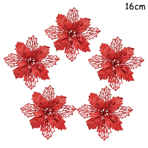 5 st Jul Röda Bär Konstgjord Blomma Tallkotte Gren Julgransdekorationer Ornament Presentförpackning Hem DIY Krans 5pcs red flower5