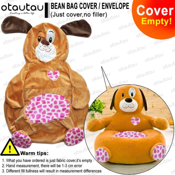 Barn Tecknad Cover Beanbag Stol Söt Puff Ottoman Fåtölj Soffa Mjuk sammet Golv Sits Puff Futon Barn Möbel Present yellow bear