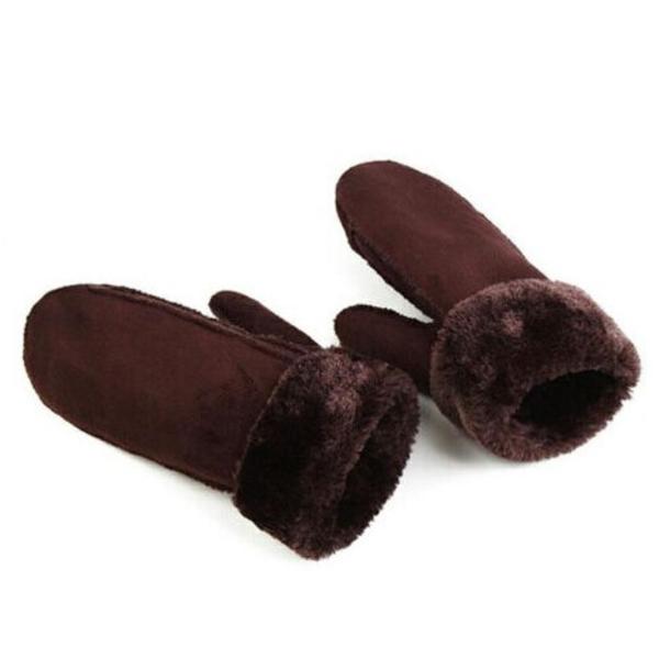Vinter dame ullhansker ekte skinnhansker dame skinnvotter tykke varme søte saueskinn damehansker utendørs Black One Size