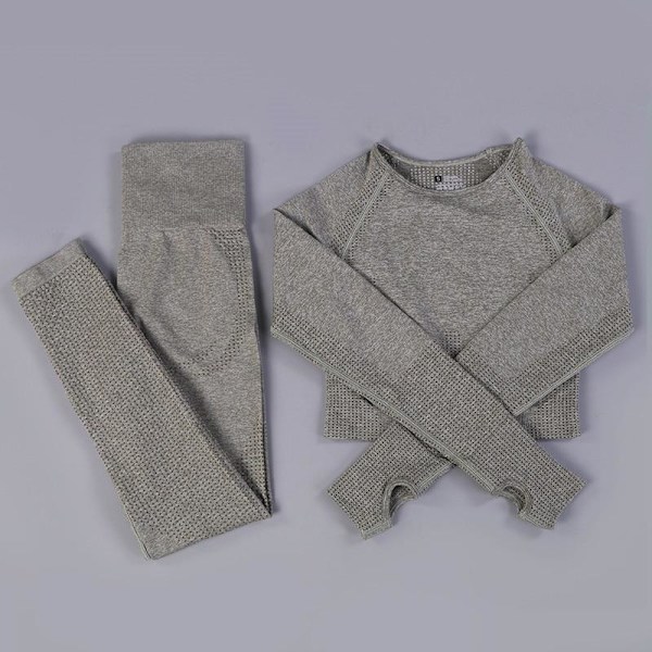 Yoga Set Dam Fitness Sportkläder Träningsdräkter GYM Kläder Löpartights Träningsbyxor 2pcs ShirtsArmyGreen S