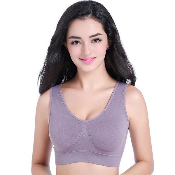 Yoga BH Damtoppar Stötsäker BH Fitness Sömlös Nylon Trådlös Dubbla Lager Black L