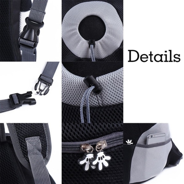 Hundbärväska Ryggsäck Transportväska Portabel Reseväska Hund Frontväska Mesh Utomhus Vandring Huvud Ut Dubbla Axelband Sport NY A-Rose Red L Bag