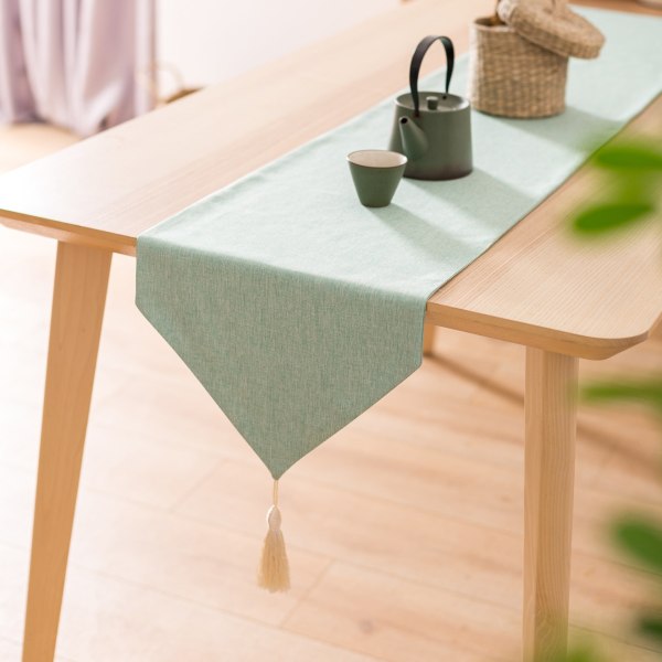 Ensfarvet dug Farvet bomuldslinned Ensfarvet kaffedug Borddekoration Light green 32cm*280cm
