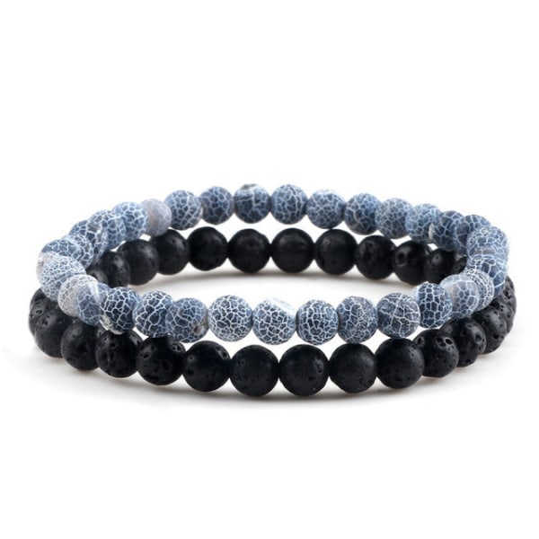 Distansarmband för kvinnor Pararmband Klassiskt 6mm Naturligt Svart Matt Blå Turkos Pärlarmband Herrsmycken Black Weathered-1