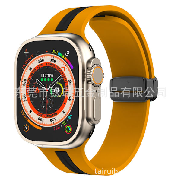 Klockarmband för Apple Watch iWatch 38/40/41mm gul och svart svart spänne
