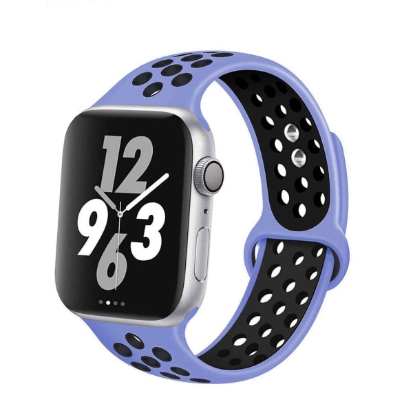 Silikonrem för Apple Watch band 44mm 40mm 38mm 42mm Andningsbart handled Sportbältesarmband iWatch serie 5 4 3 2 SE 6 klockband Heartbeat blue black 42MM or 44MM-S M