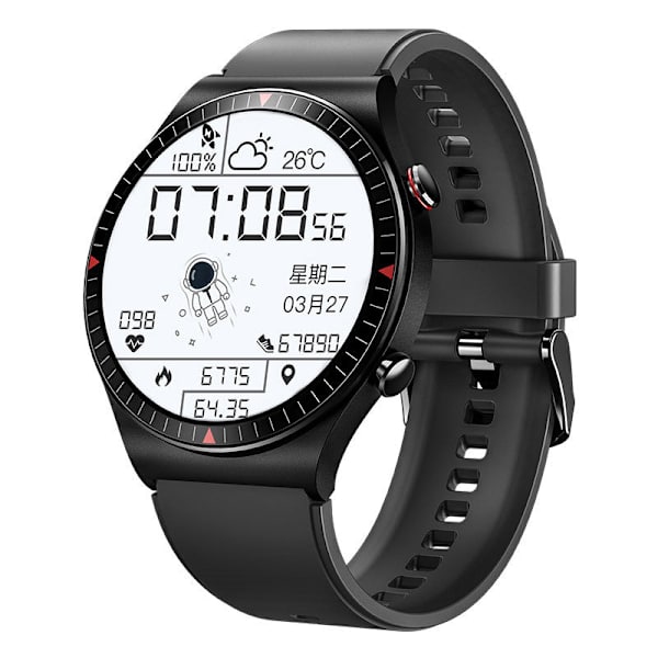 Smartklocka Yijian Inspelning Full rund Full Touch Screen Bluetooth-samtal Röstassistent Sport Smartklocka Gray tape