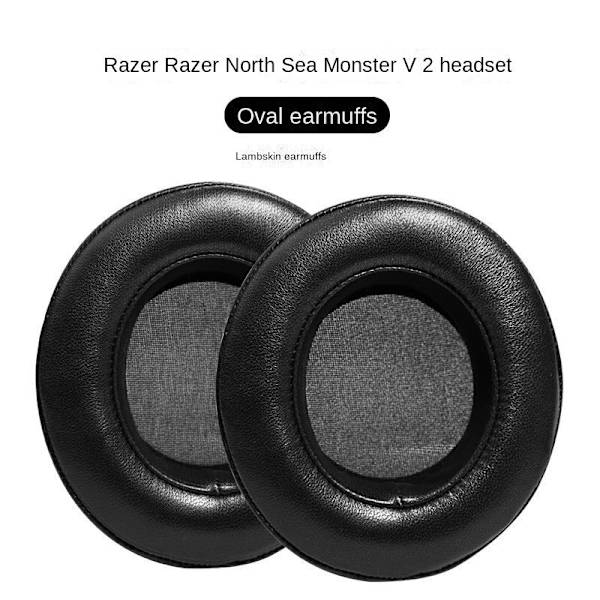 Passar Razer Kraken V2 Hörlurskuddar 7.1 Professional Edition Skumskydd Rosa Kristall Öronmuffar Läderfodral Black Oval earmuffs