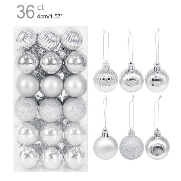 1 box Julkulor Julgransprydnader Boll Xmas Hängande trädhängen Hem Festdekor 2023 Nyårspresent Noel Navidad 36pcs pink as picture